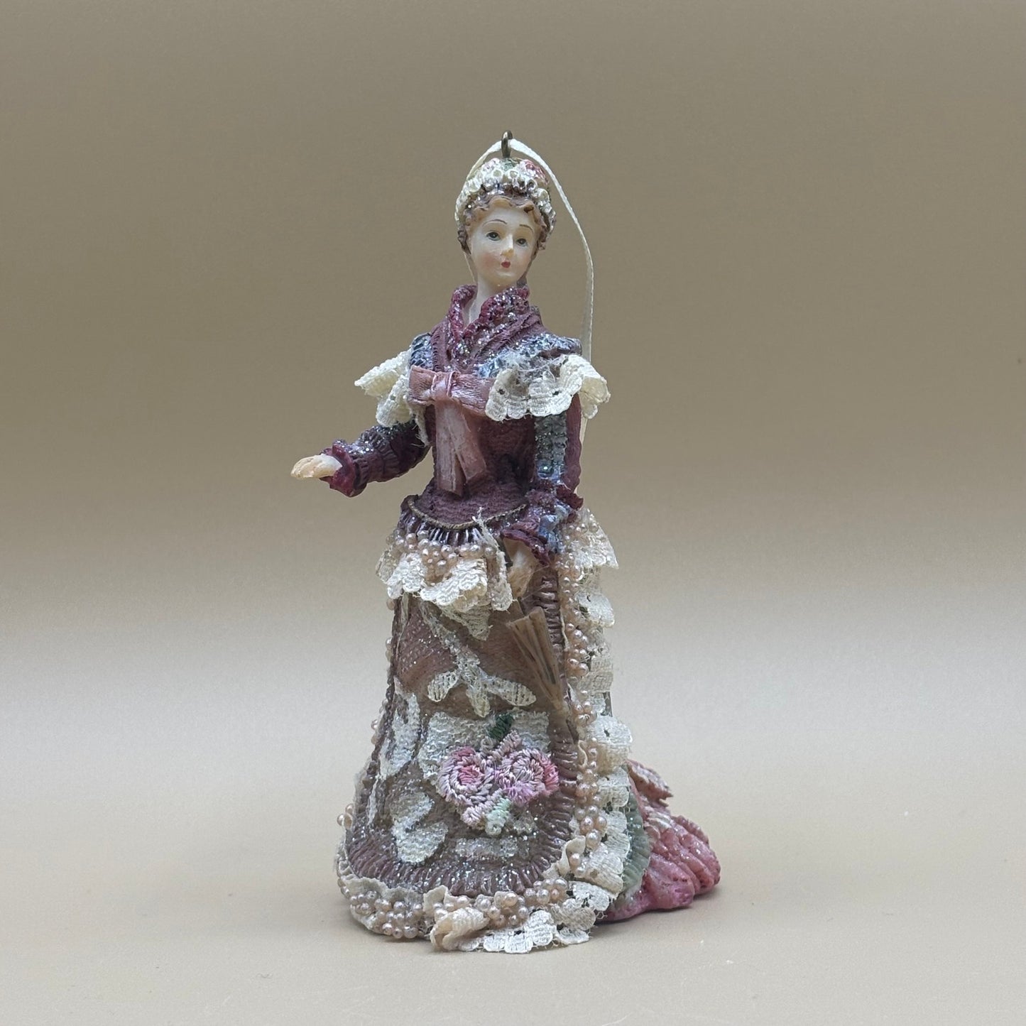 Vintage Beautiful Victorian Lady 5" Ornament - Handcrafted China Figurine