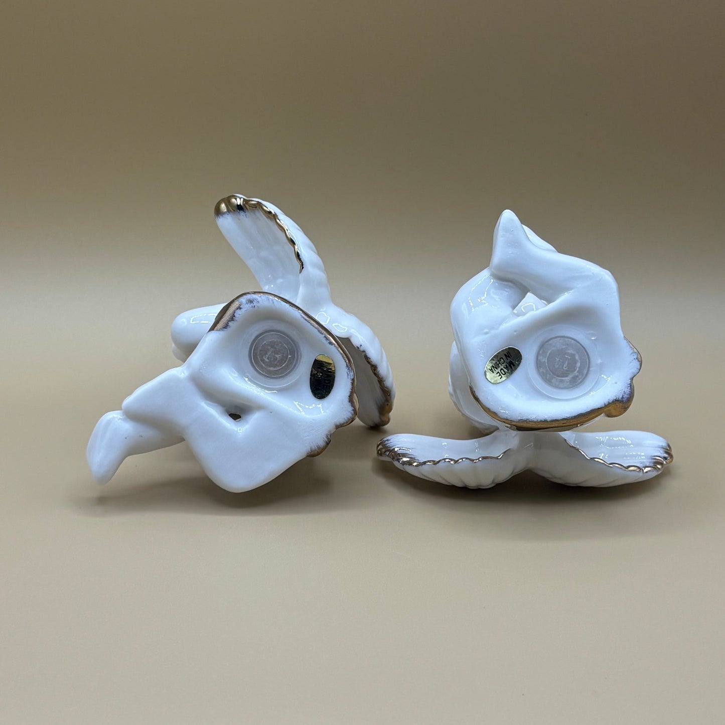 Ceramic Angel Cherub Salt & Pepper Shakers - White with Gold Accent