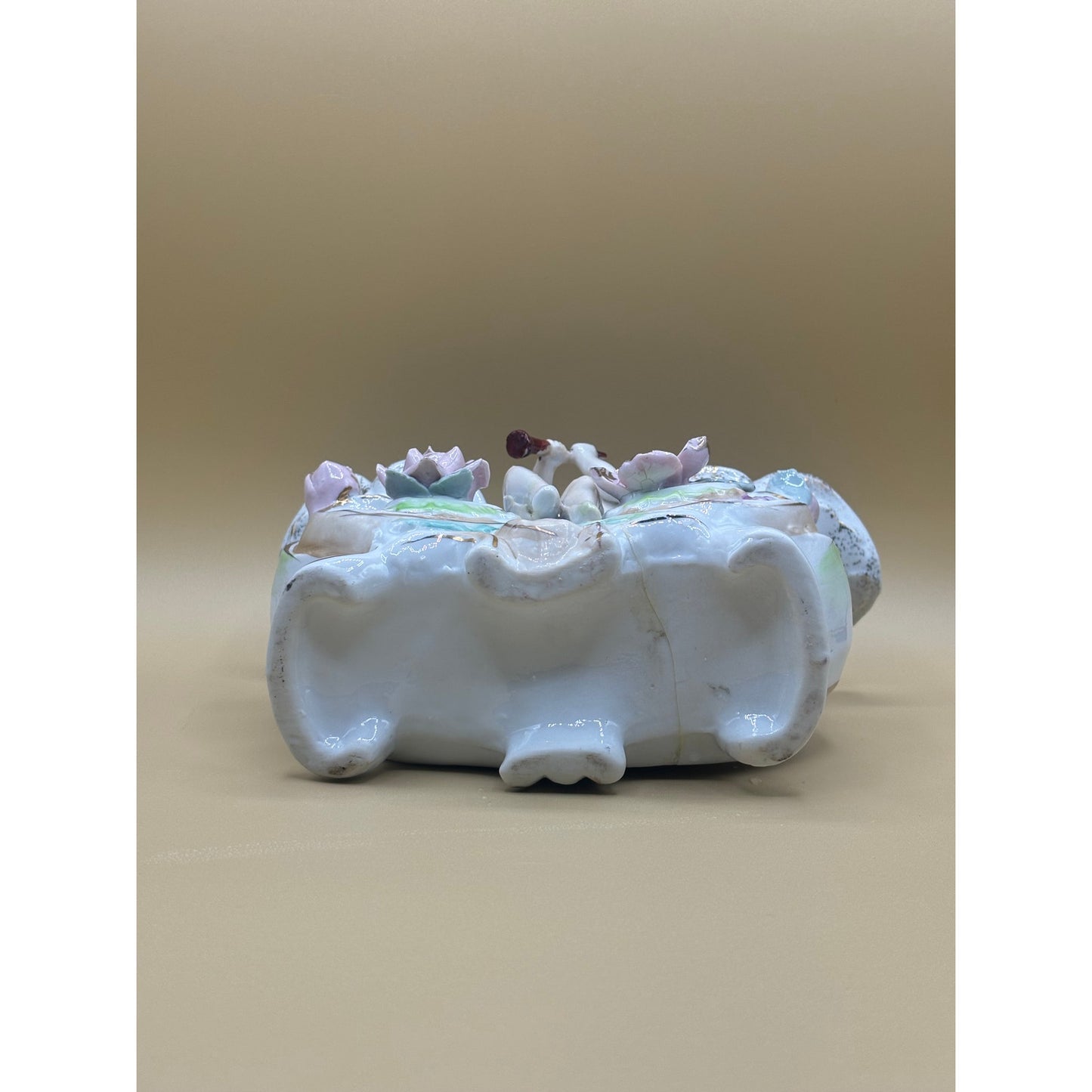 Victorian Cherub Porcelain Planter with Roses