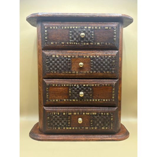Small Wood Chest of 4 Drawers / Jewelry Box 12 Inches High