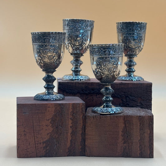 Vintage 3" Cordell & Co Silver Plate Mini Goblets Set of 4