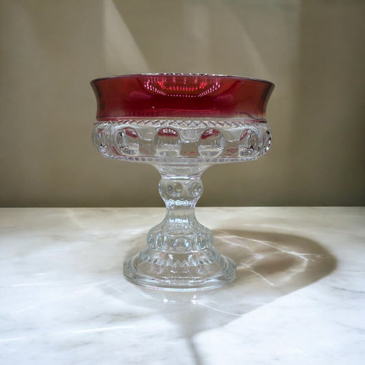 Vintage Kings Crown Ruby Flash Compote/Candy Dish
