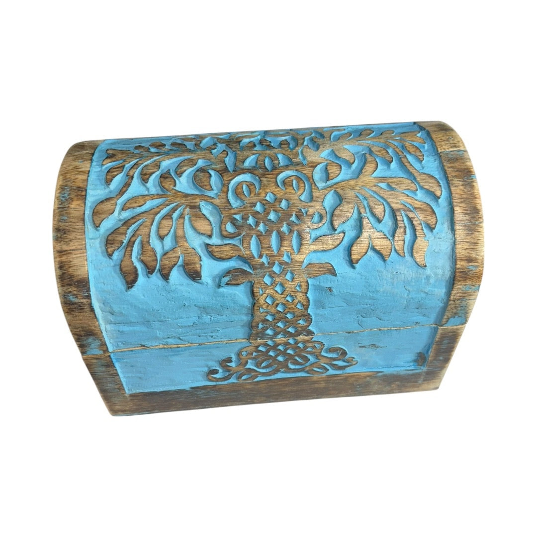 Handmade Blue Wash Wood Storage Box