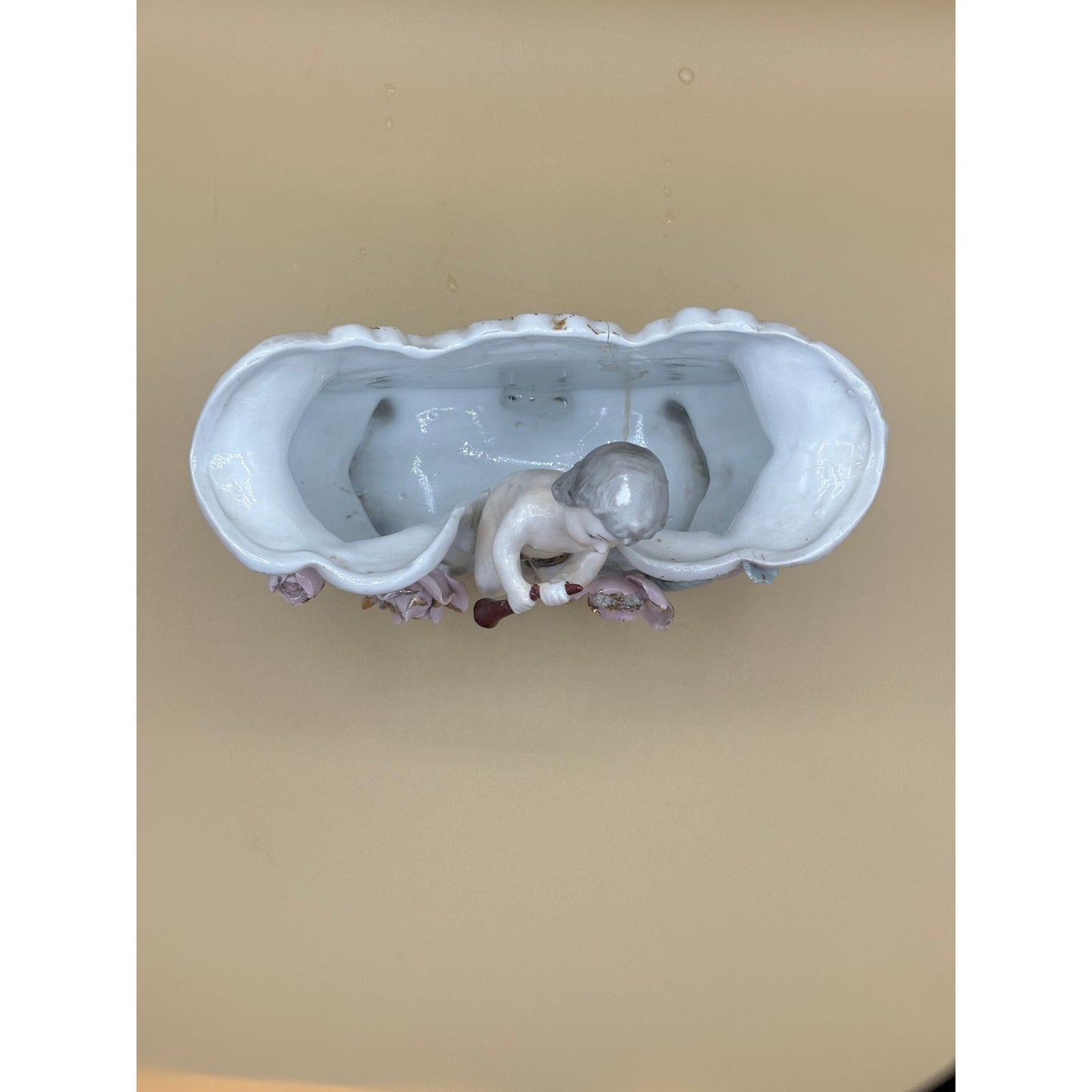 Victorian Cherub Porcelain Planter with Roses