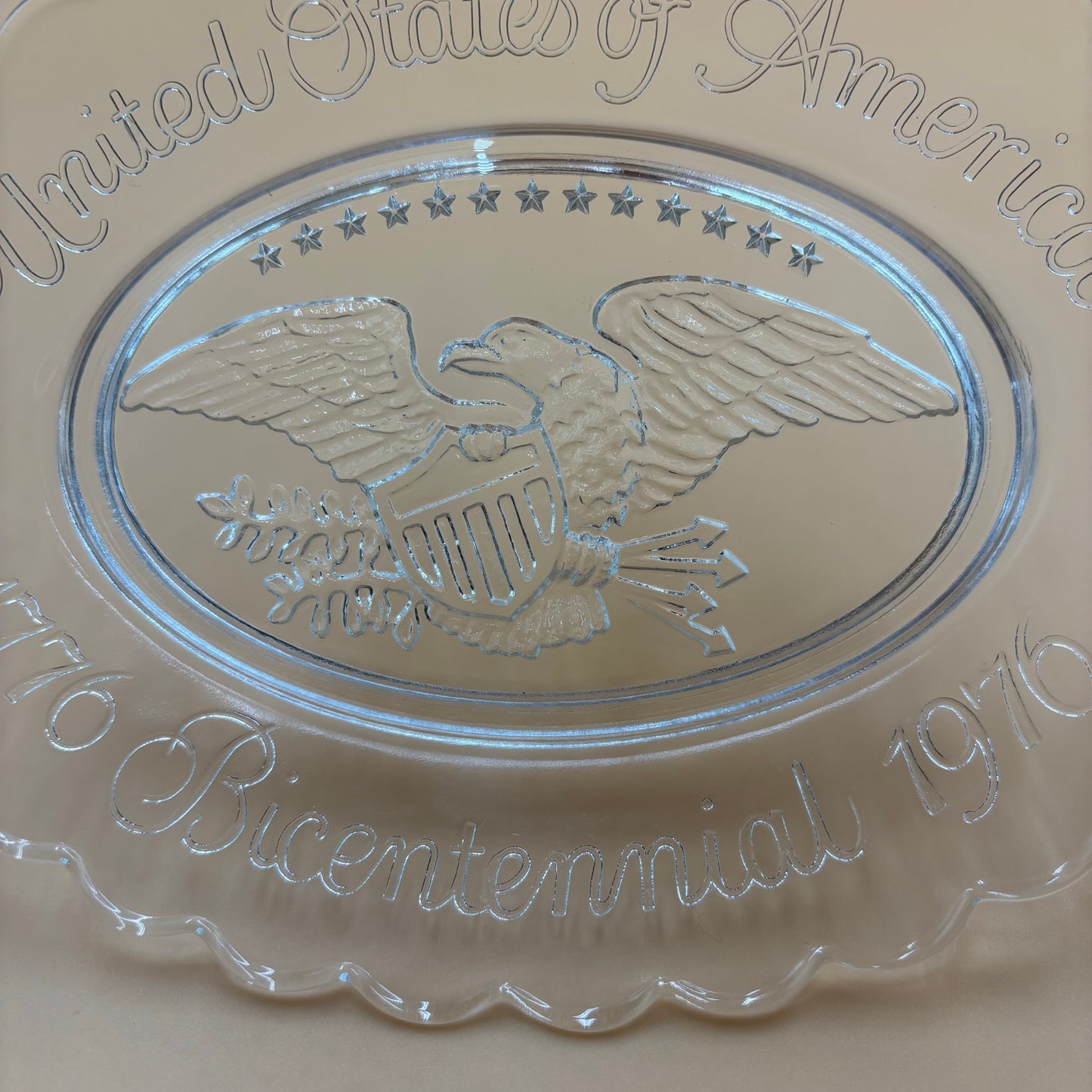 1976 Bicentennial Clear Glass Eagle Plate - United States of America