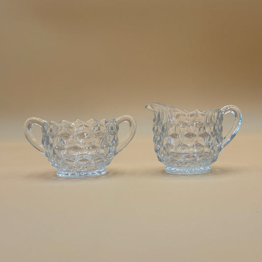 Vintage Fostoria American Pattern Creamer and Sugar Set
