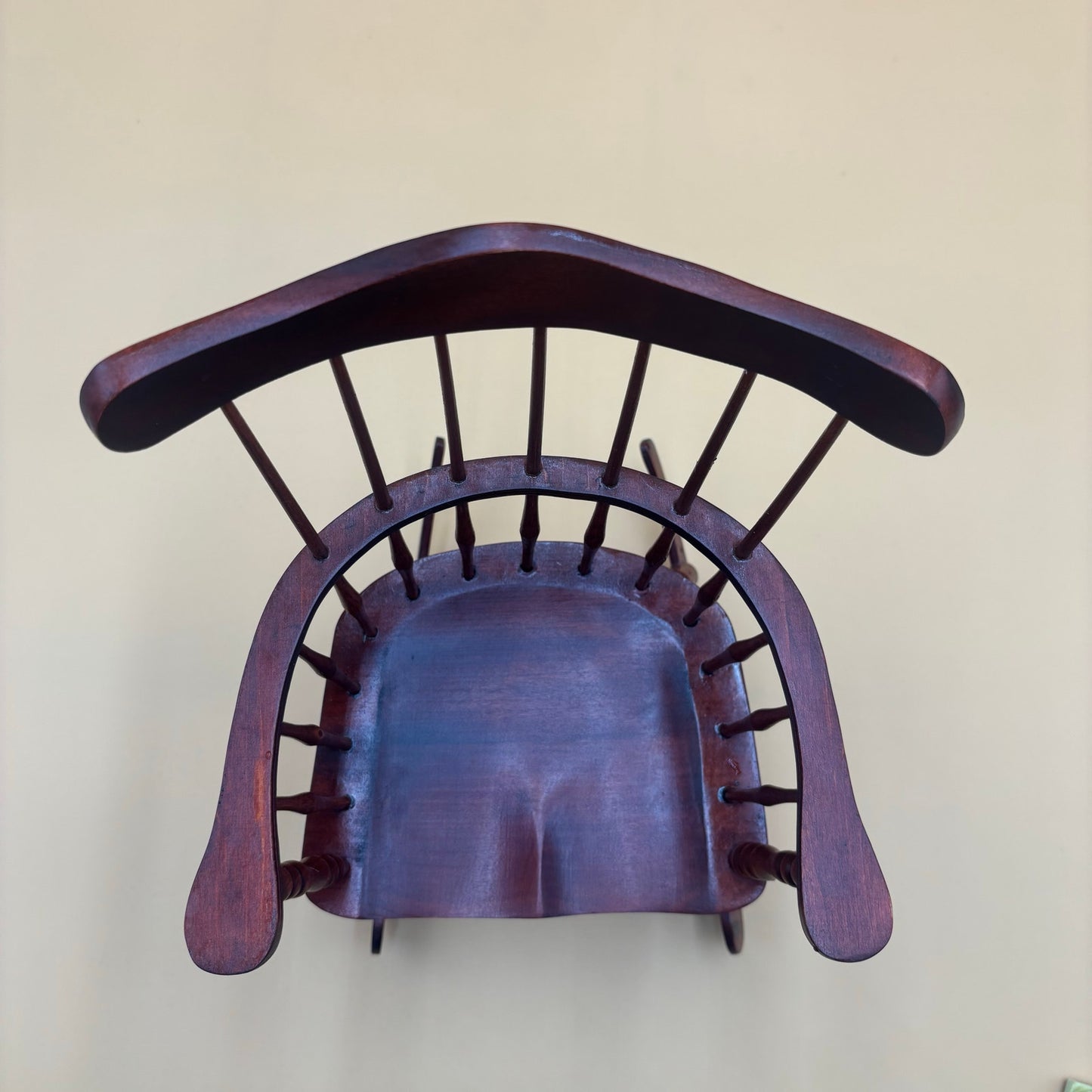 Vintage Miniature Windsor Rocking Chair in Cherry Colored Wood