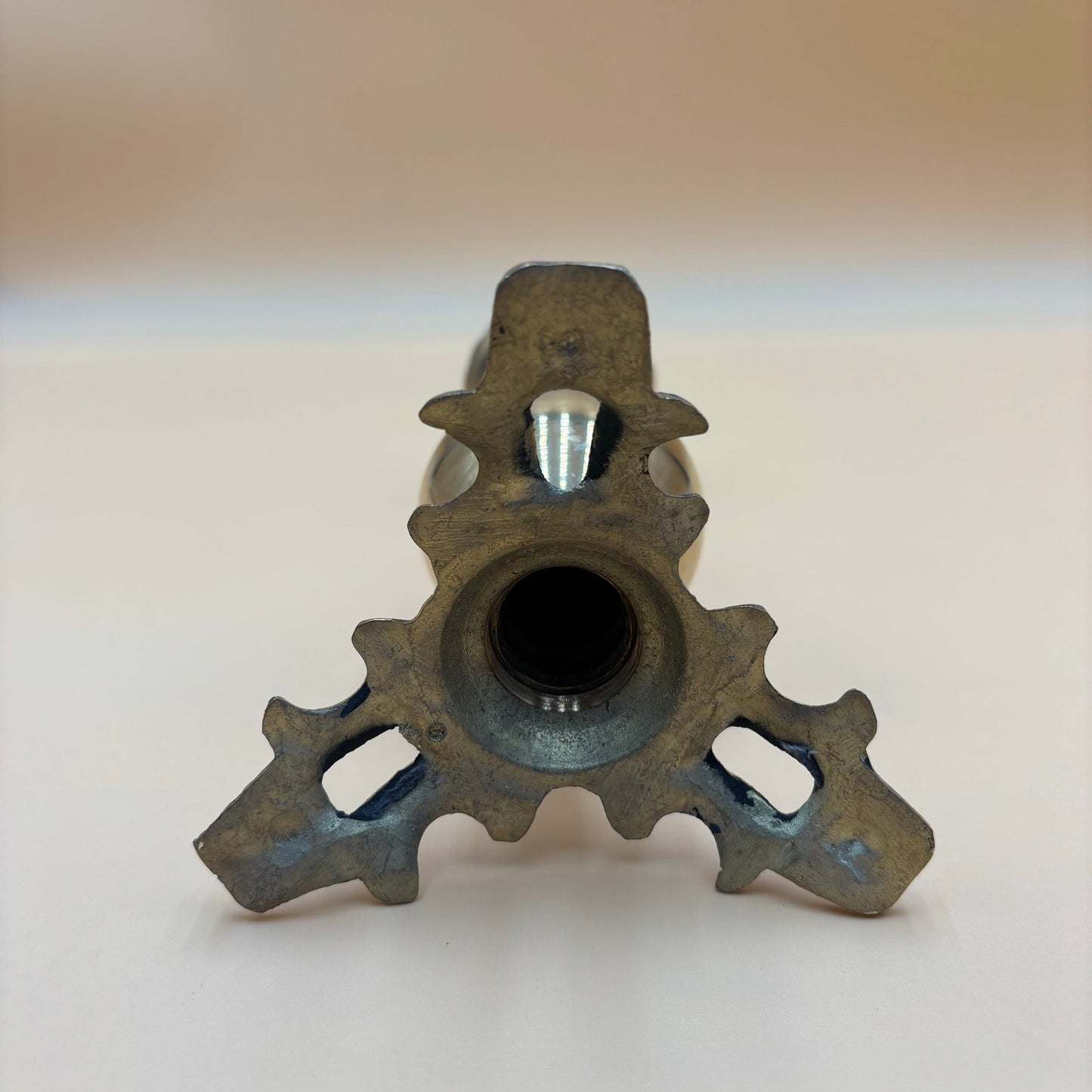 Vintage Brass Ornate Spike Candlestick Holder 10"