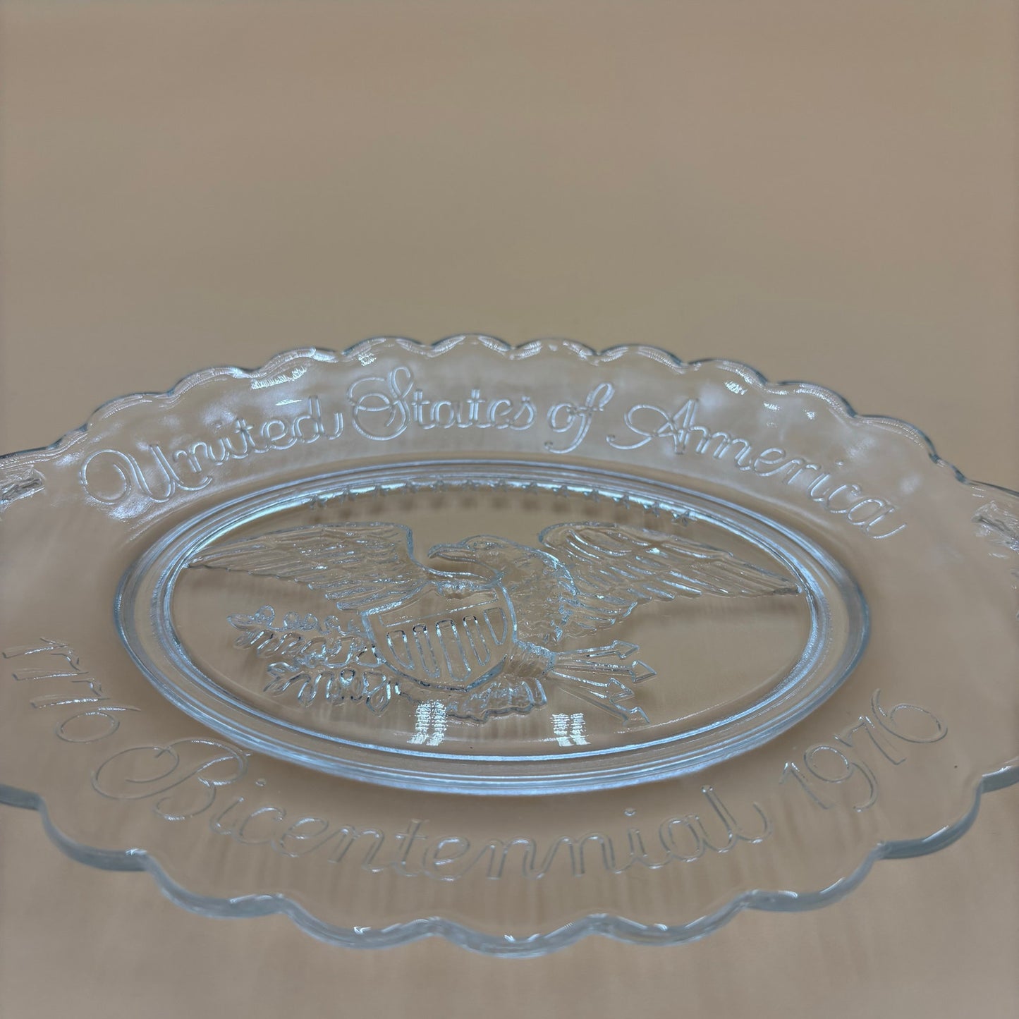 1976 Bicentennial Clear Glass Eagle Plate - United States of America