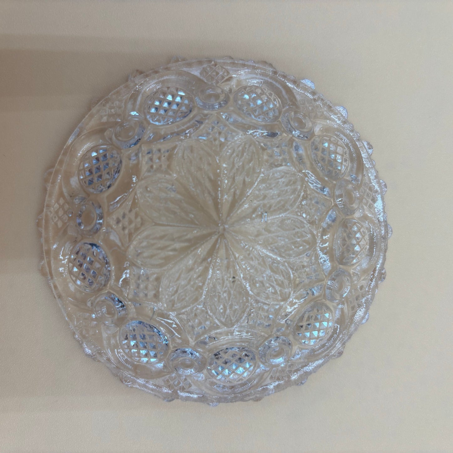 Vintage Pressed Glass Trinket Dishes - Set of 3 - Mixed Patterns
