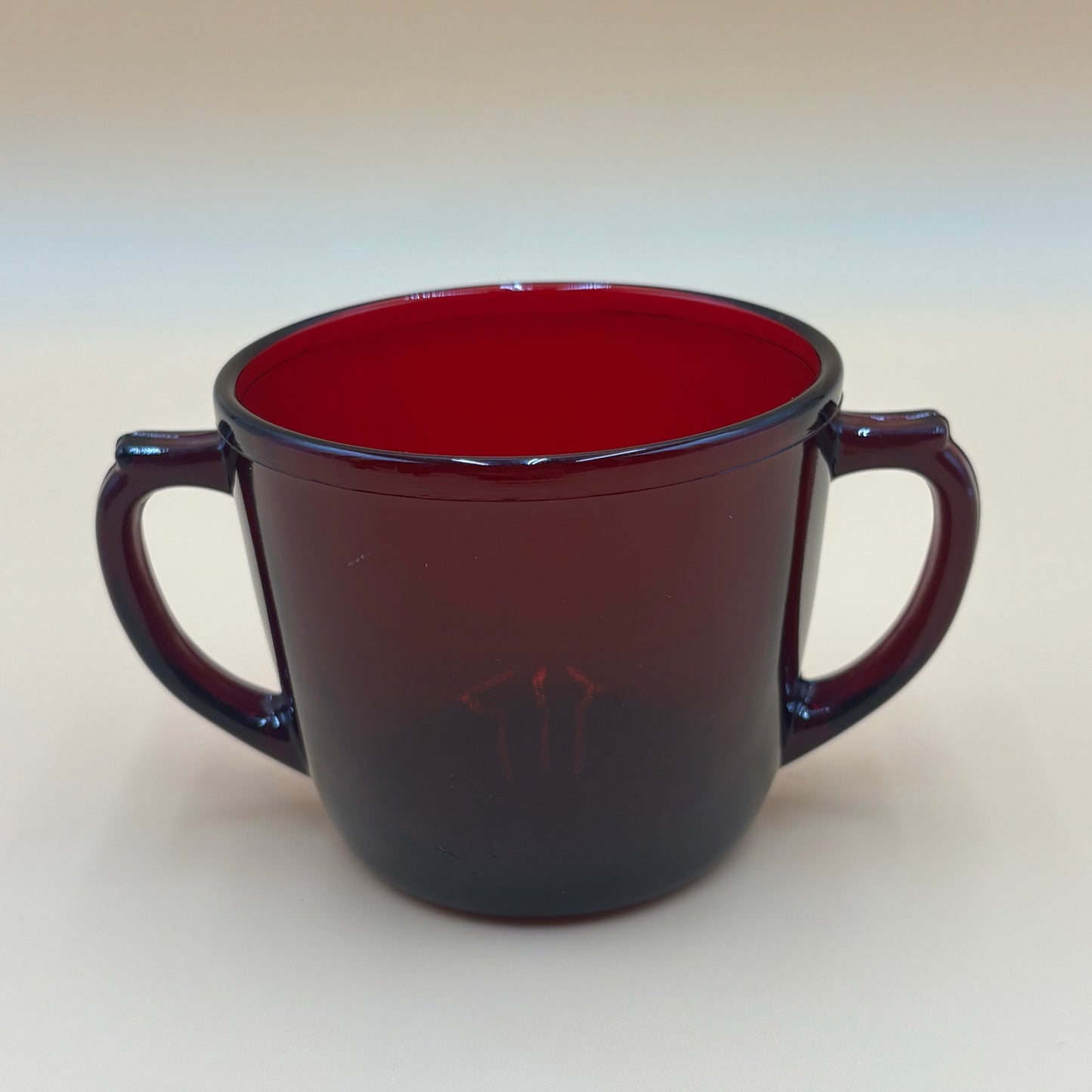 Vintage Ruby Red Glass Creamer & Sugar Set