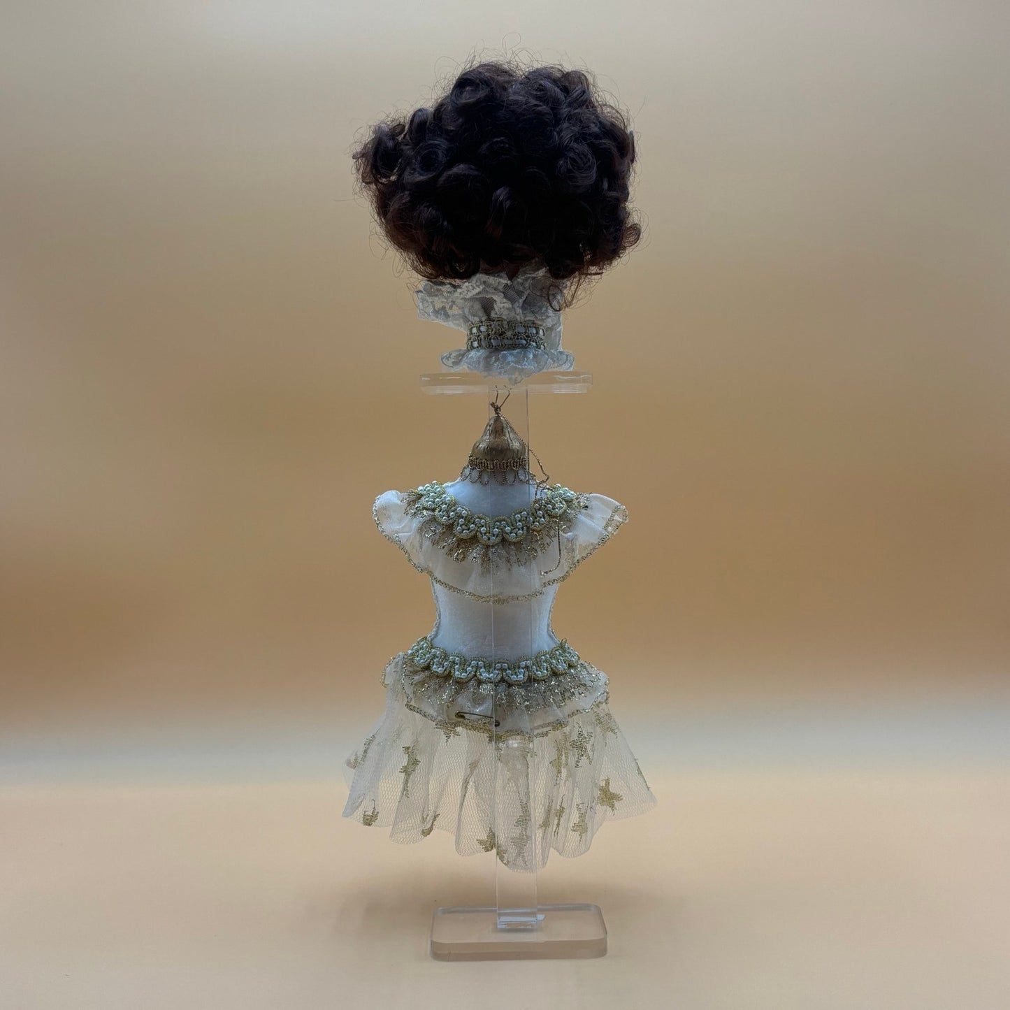 Vintage 1983 Porcelain Head Dress Form Display - 16" Tall