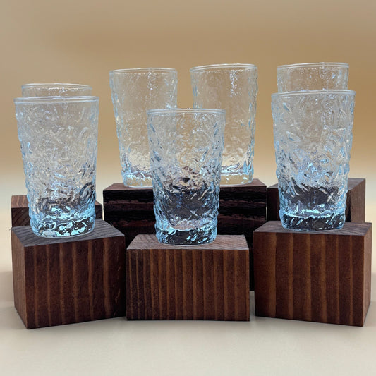 Anchor Hocking Milano Clear Crystal Crinkle Glass Tumblers - Set of 7