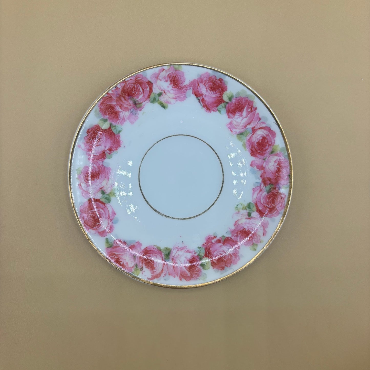 Vintage "Lychen Wohlitz Partie" Souvenir Tea Cup & Saucer with Pink Roses