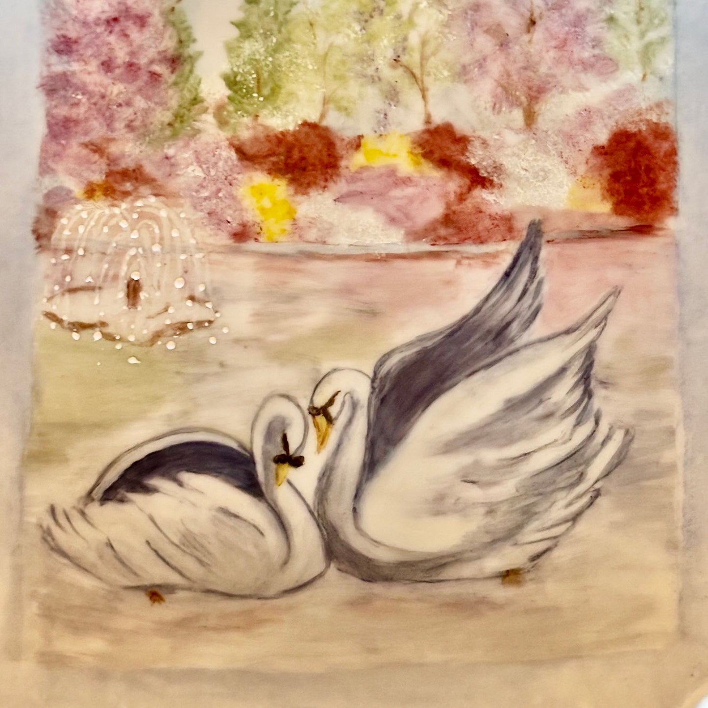 VTG Hand Painted Swan Plate by Ruth E. Fox - Cheyenne Wyoming