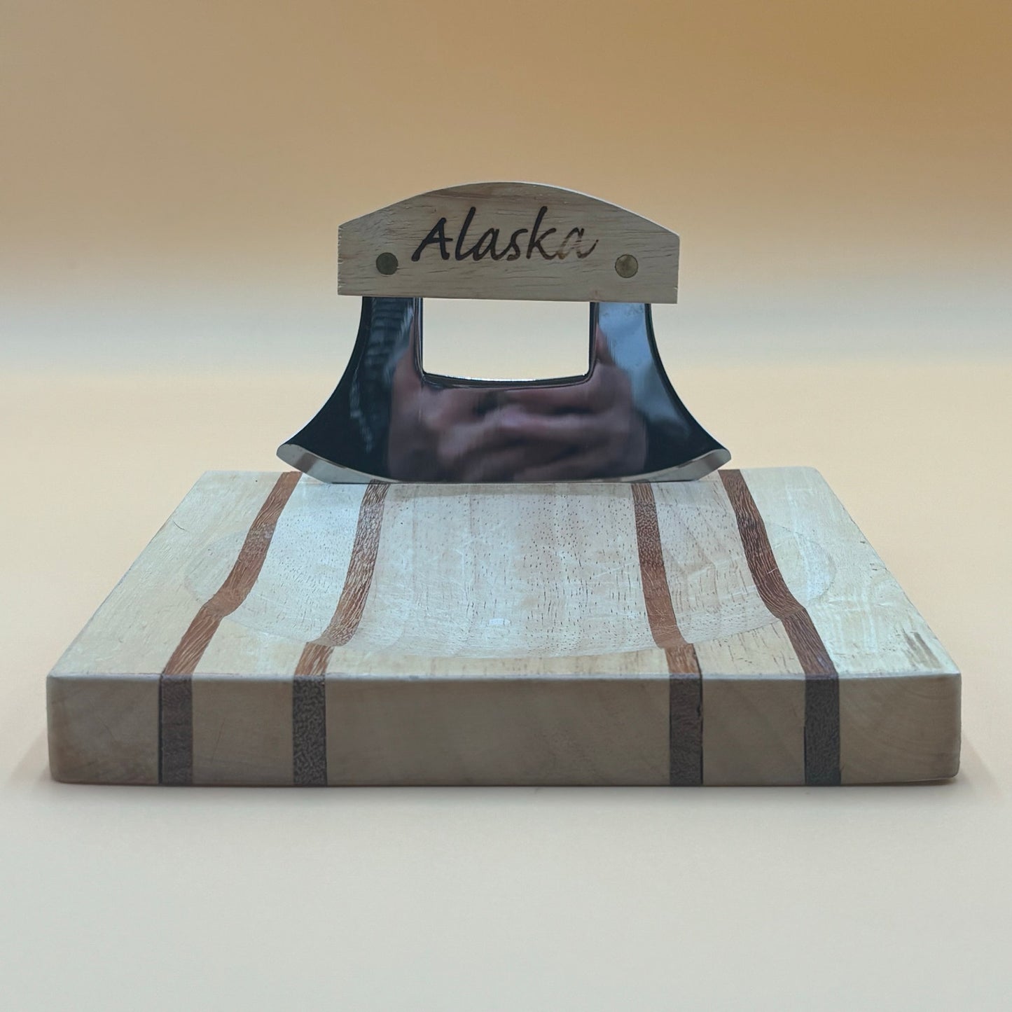 Vintage Alaska Ulu Knife Cutting Board - Traditional Kitchen Tool