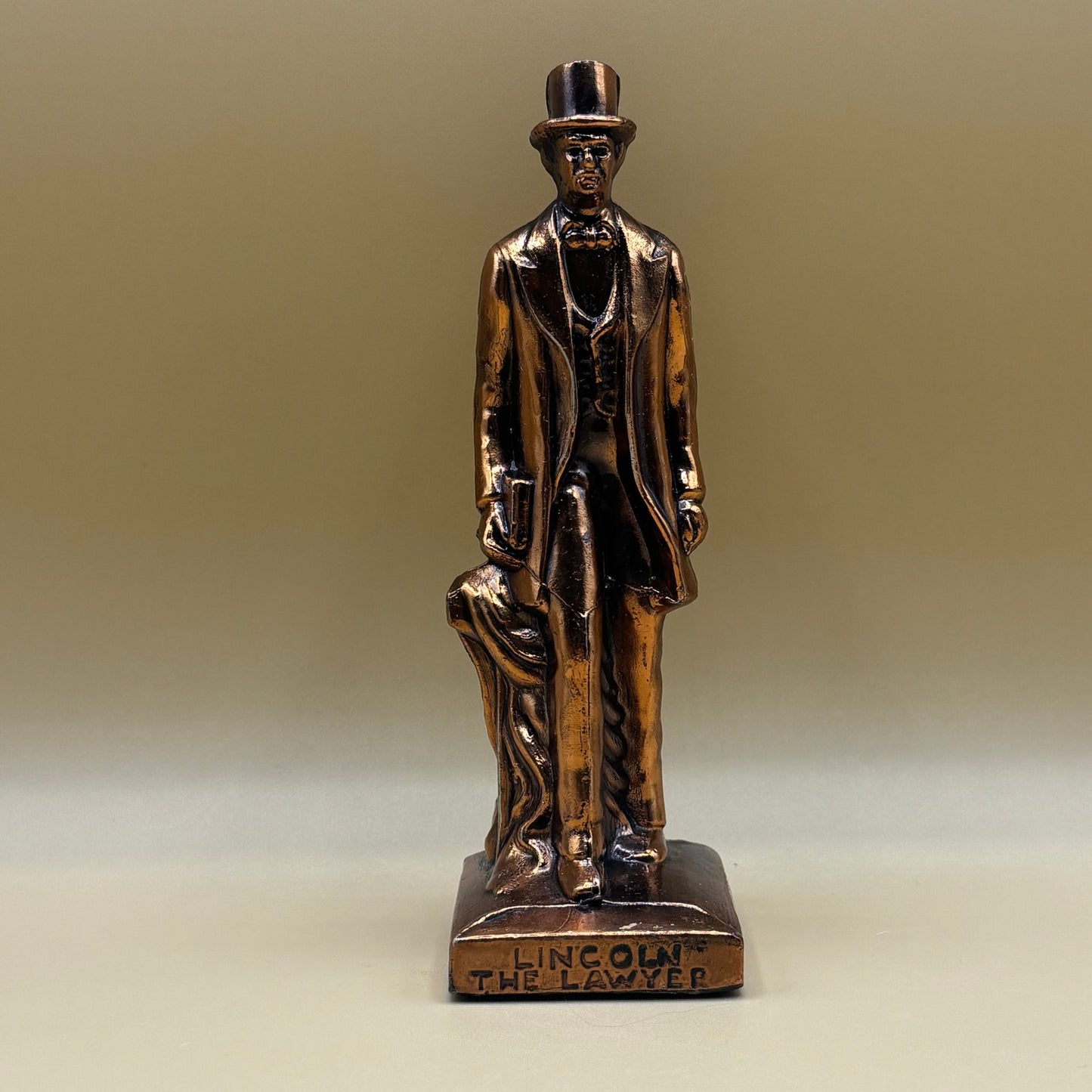 1940s L.A. Fleck "Lincoln the Lawyer" Copper Color Sculpture