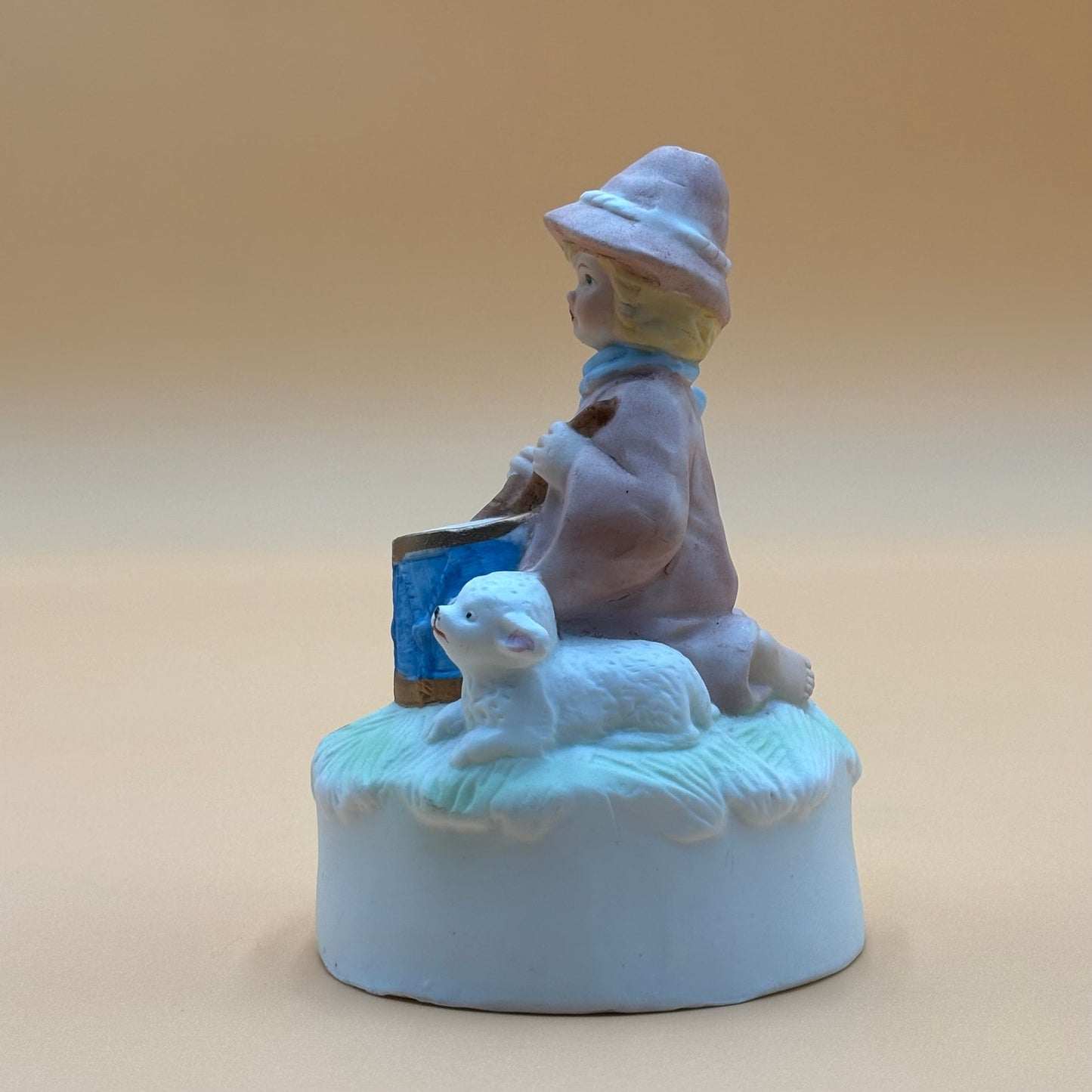 Vintage Ceramic "Little Drummer Boy" Musical Figurine with Lambs
