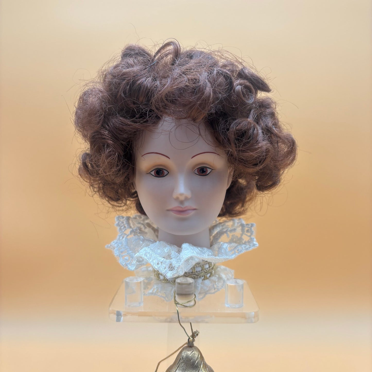 Vintage 1983 Porcelain Head Dress Form Display - 16" Tall