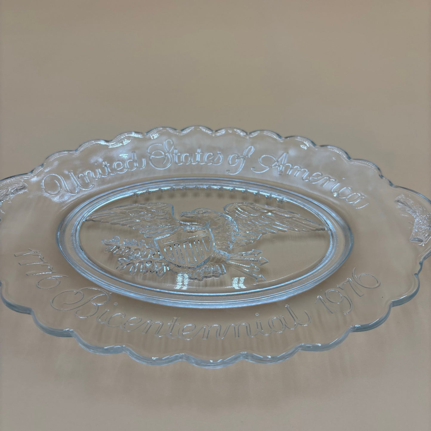 1976 Bicentennial Clear Glass Eagle Plate - United States of America
