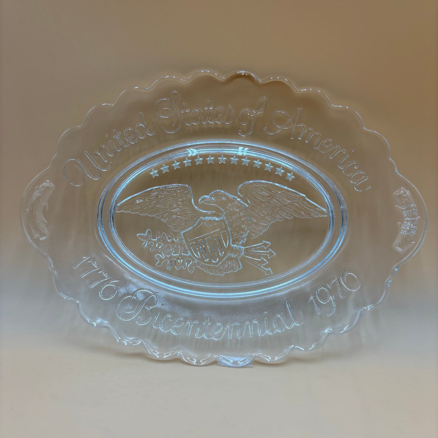 1976 Bicentennial Clear Glass Eagle Plate - United States of America