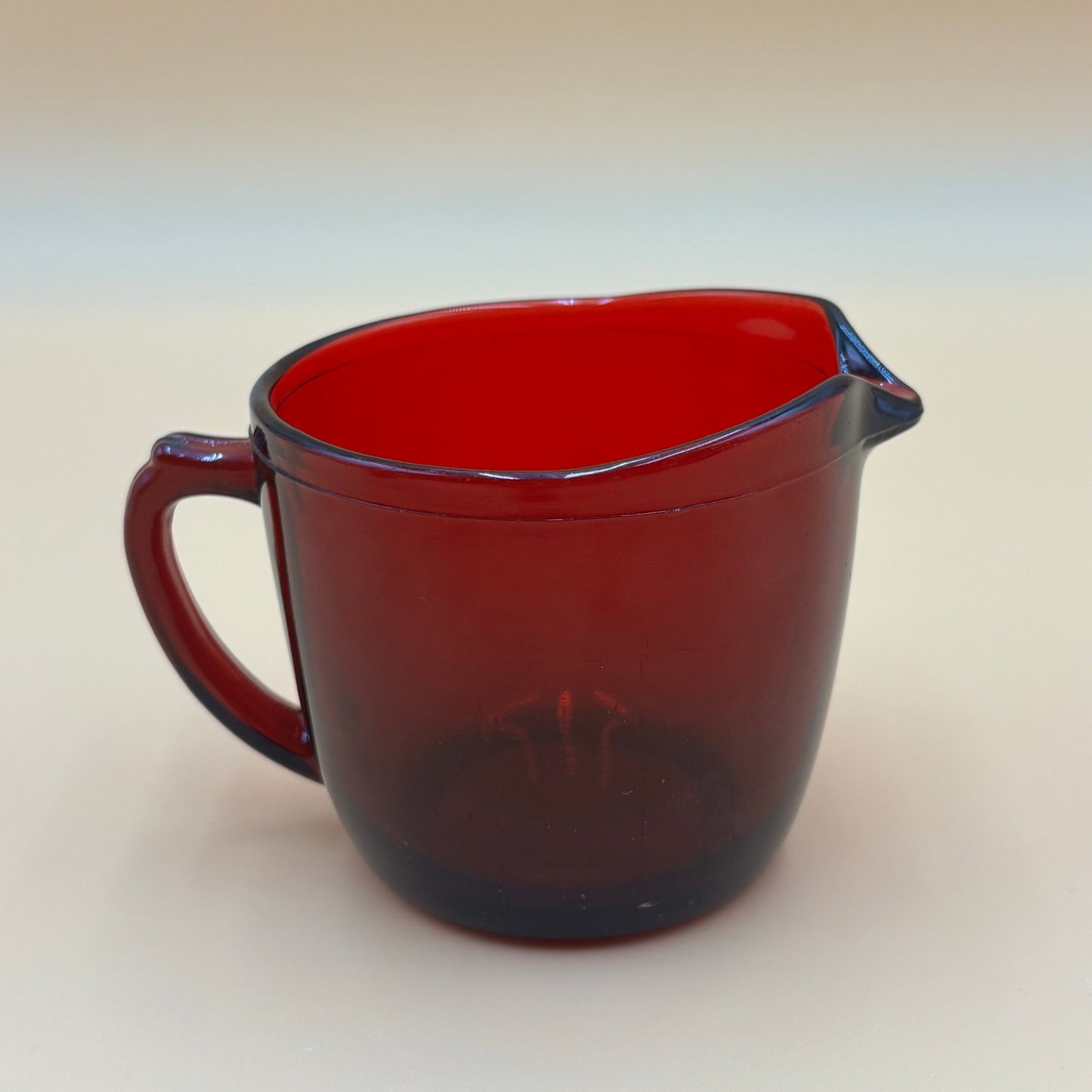 Vintage Ruby Red Glass Creamer & Sugar Set