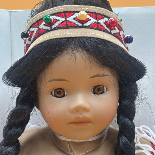Collectible Porcelain Native American Doll 16" in Original Box