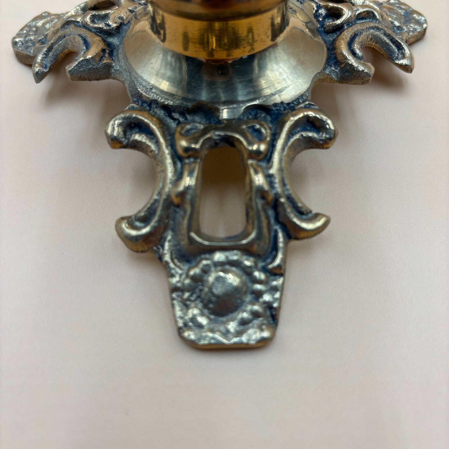 Vintage Brass Ornate Spike Candlestick Holder 10"