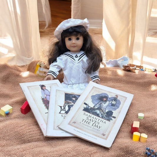 American Girl Samantha 18½” Doll • Middy Sailor Outfit • 3 Pleasant Company Books