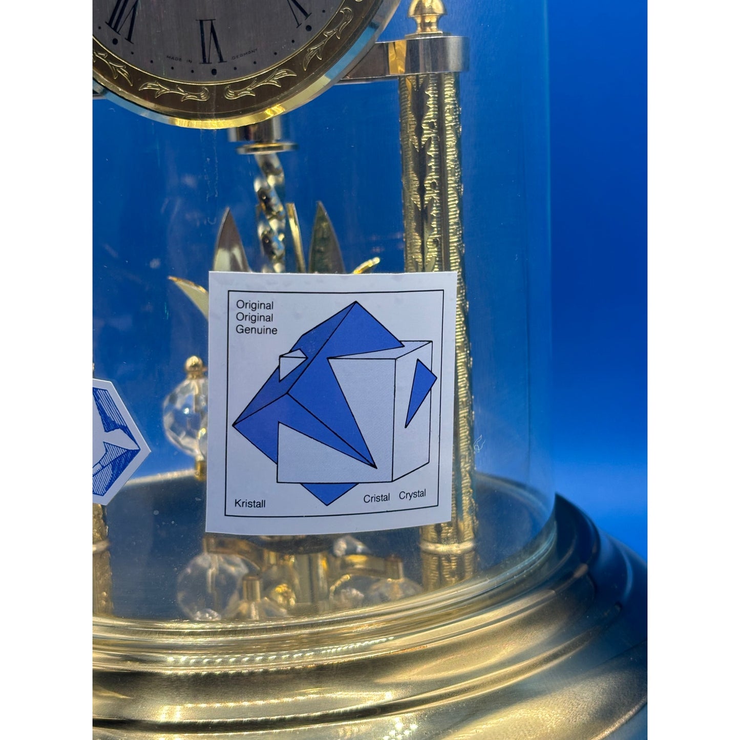 Franz Hermle Glass Dome VTG Concordia Quartz Clock Moon Phase Made in Germany