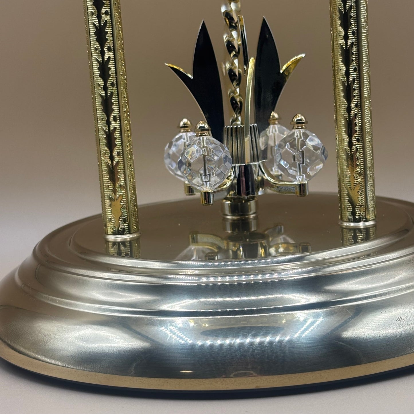 Franz Hermle Glass Dome VTG Concordia Quartz Clock Moon Phase Made in Germany