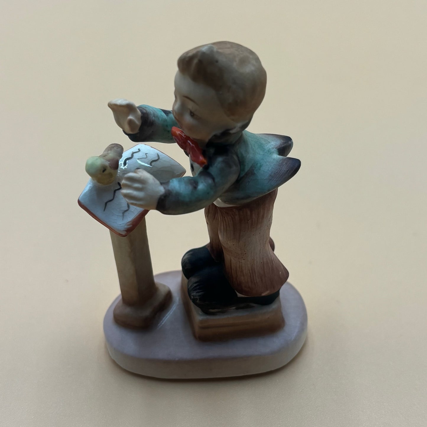 Vintage Boy Conductor with Bird Figurine - Made in Japan
